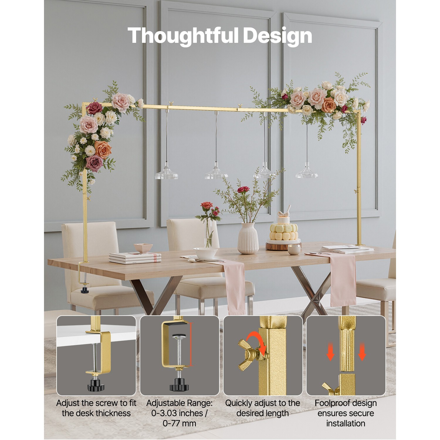 Over The Table Rod Stand Metal Arch Frame 28"-98" Adjustable Wedding Party Decor