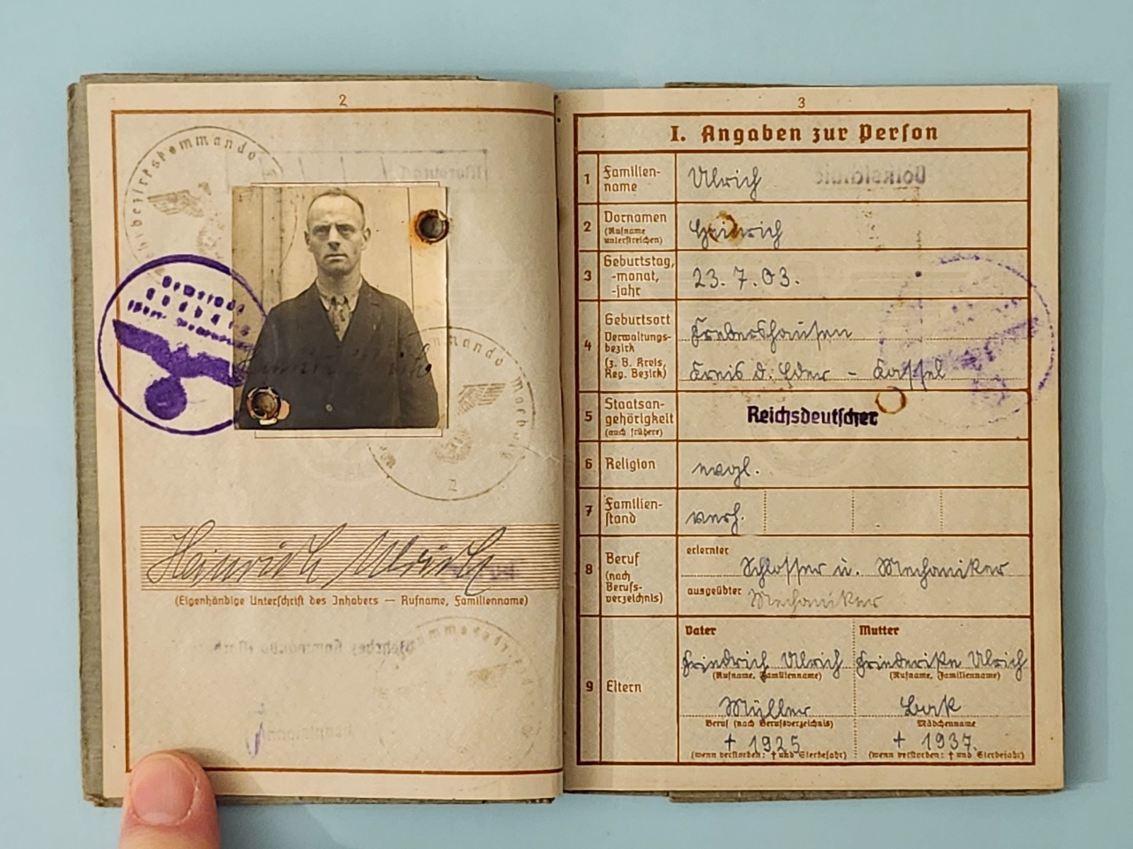 WW2 Germany. Military ID Marburg 1940