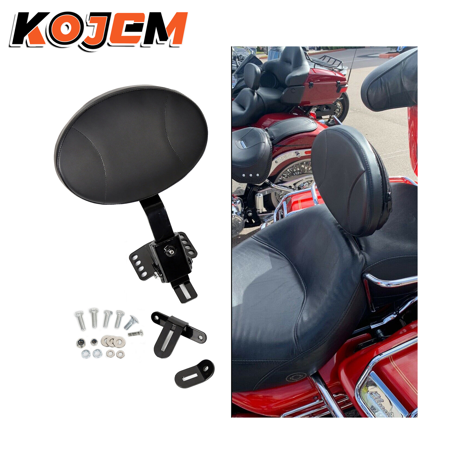 Adjustable Driver Backrest For Harley Road King 97-24 One-Piece Slotted Seats
