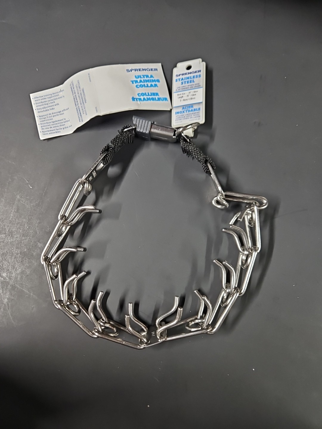 Herm Sprenger Stainless Steel Prong Dog Training Collar with Release Buckle 25"