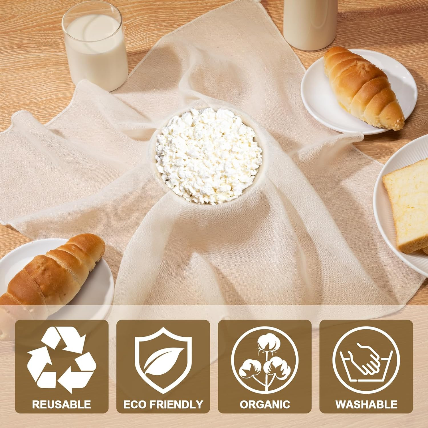 Cheese Cloths for Straining, 6PCS 20X20 Inch Grade 100 Cheese Cloth, Reusable Wa