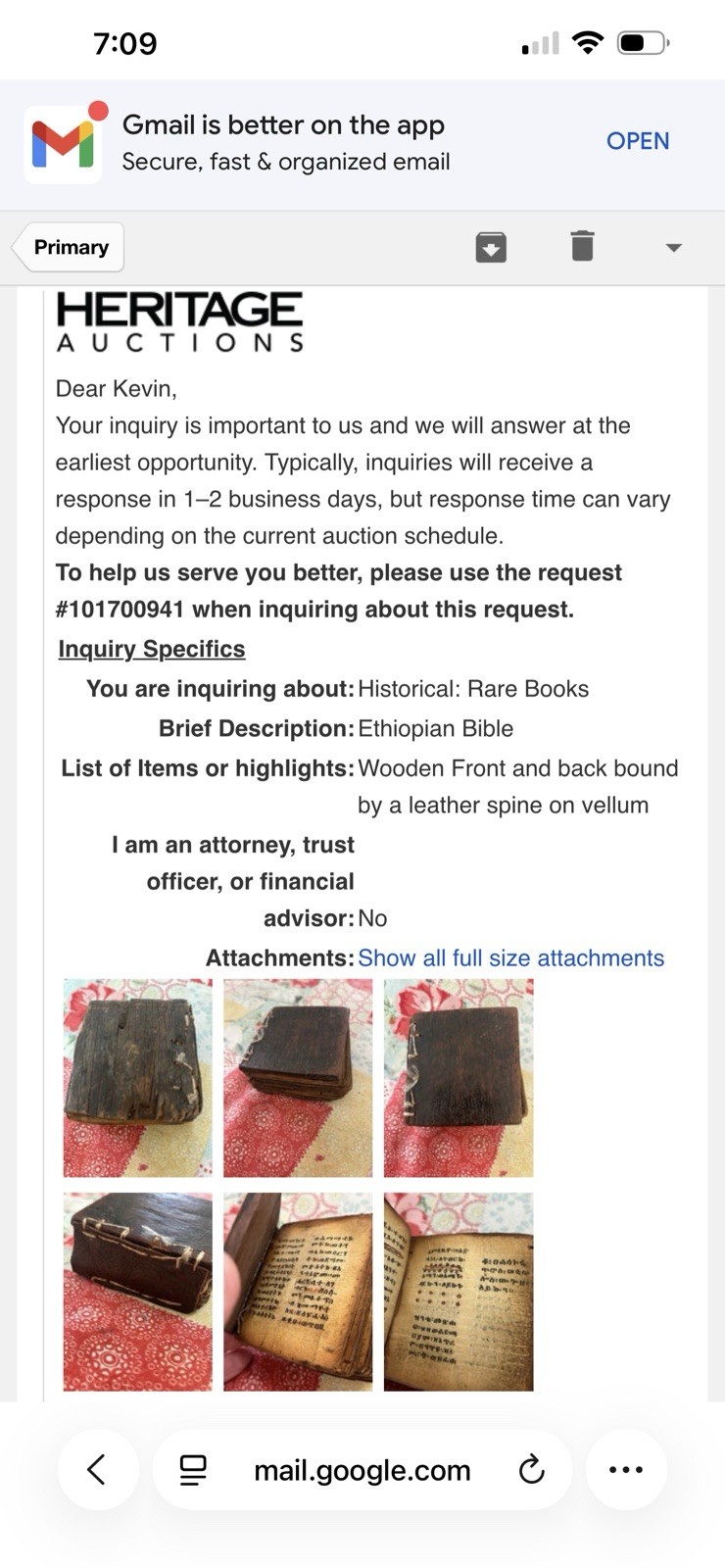 Antique African / Ethiopian Coptic Ge'ez Script Bible On Vellum w/ Docs 1800s