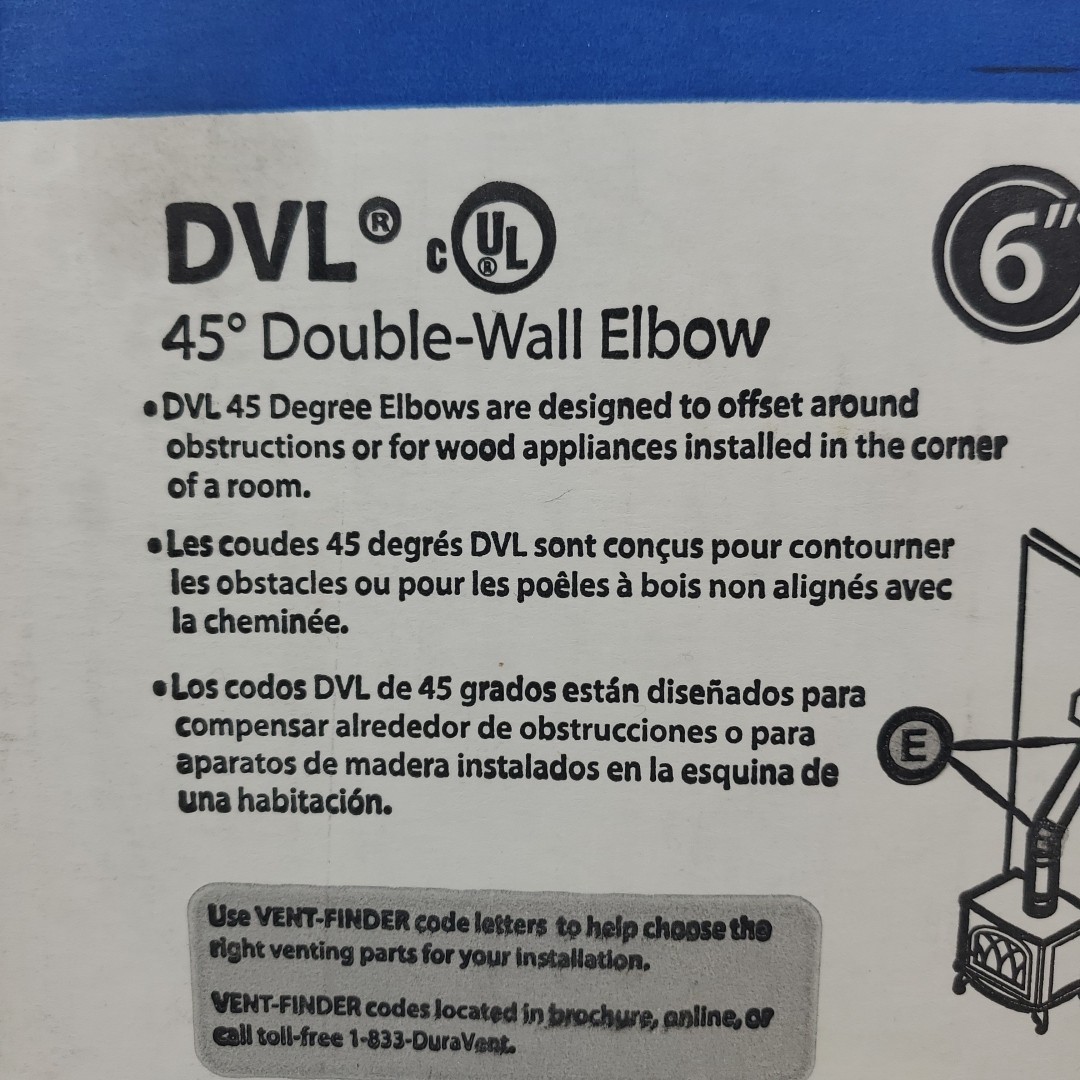 DuraVent DVL 6" Double-Wall adjustable 45 Degree Elbow - Black