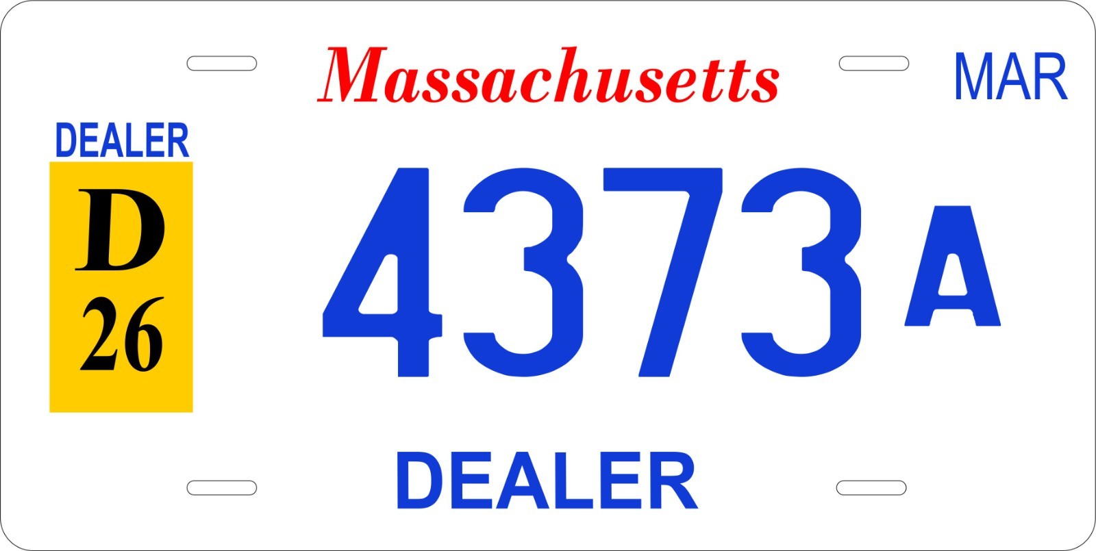 Massachusetts Dealer Novelty Custom License plates Auto