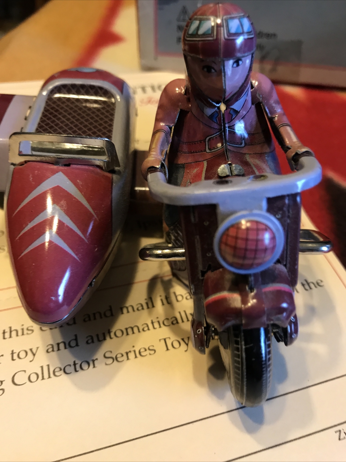 SCHYLLING Propeller Sea Plane Tin Windup Pontoon Box/ Motorcycle Side Car Rider