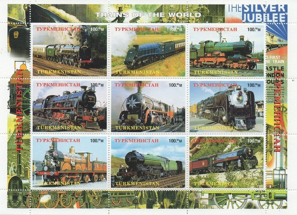 TRAIN LOCOMOTIVE RAILWAY TRAVEL MNH STAMP SHEETLET
