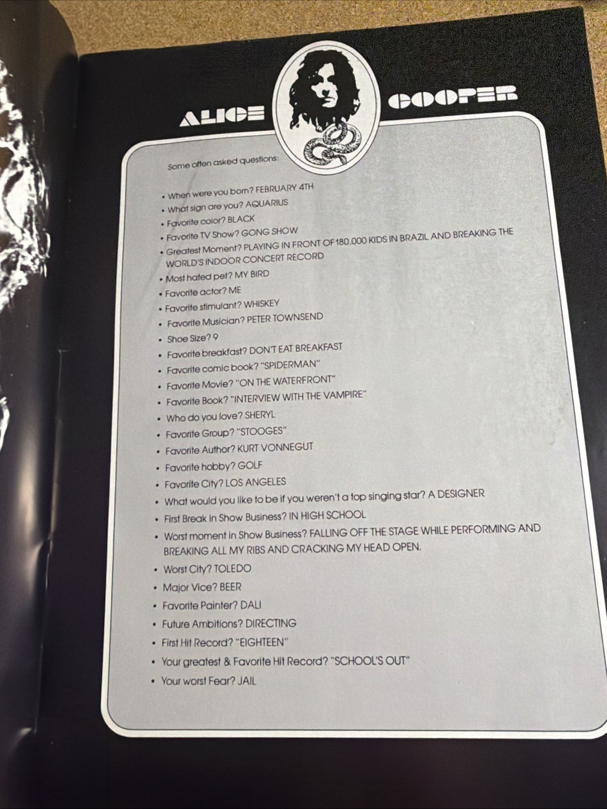 Vintage 1977 ALICE COOPER GUILTY Tour Concert Program Tour Book Rock Heavy Metal