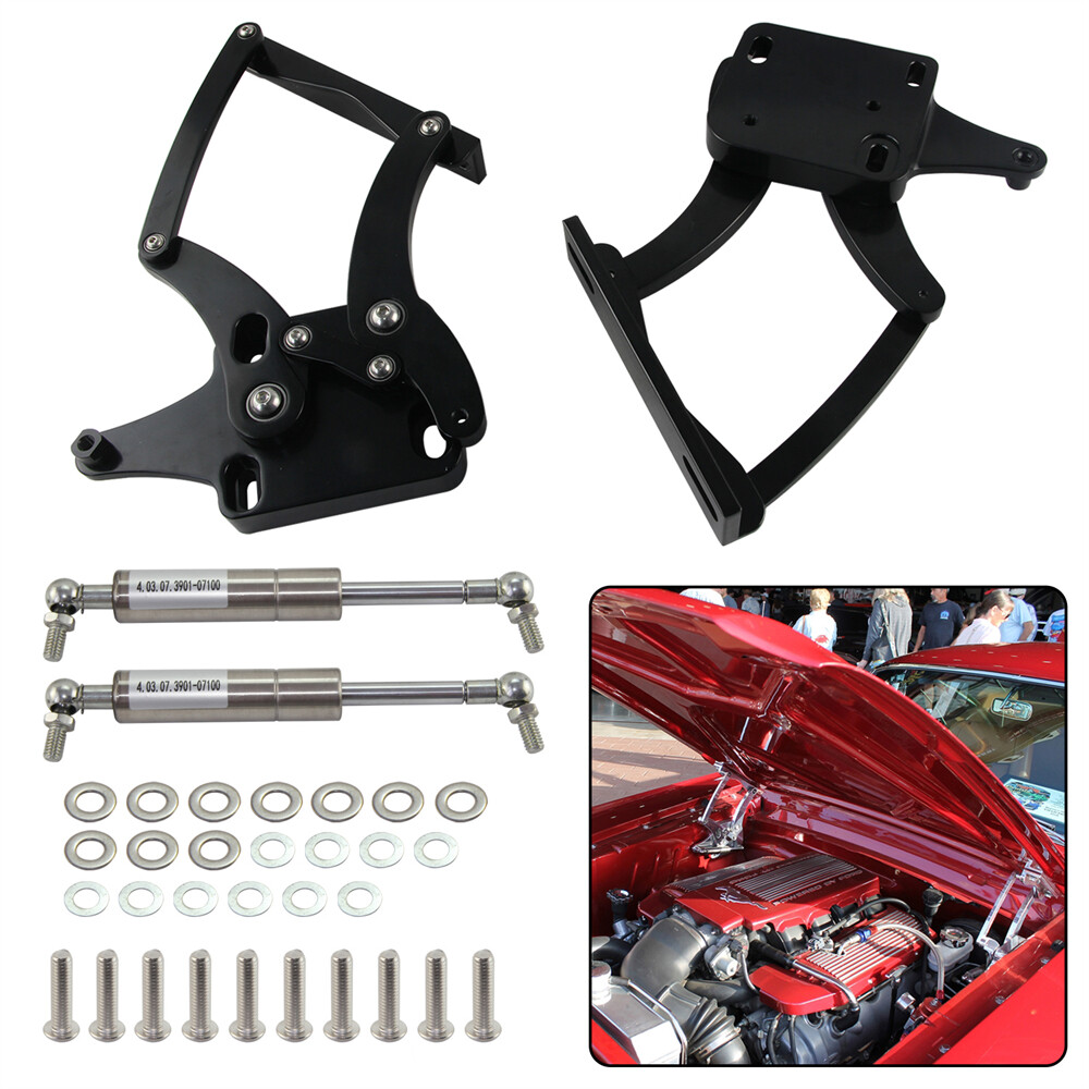 Billet Hood Hinge Kit Left and Right Side For Ford Mustang 1964-1966 Black