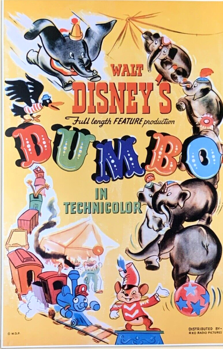 Dumbo Movie Poster 1941 Walt Disney's RKO Radio Pictures #0038