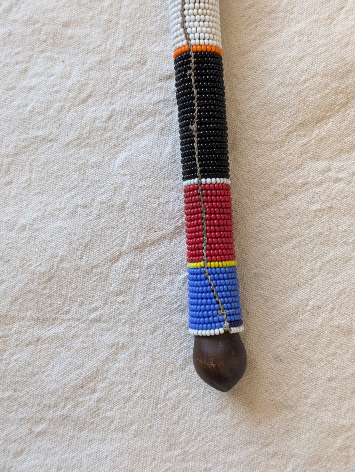 African Maasai Rungu Traditional Beaded Handmade 17" Talking Stick Mahogany