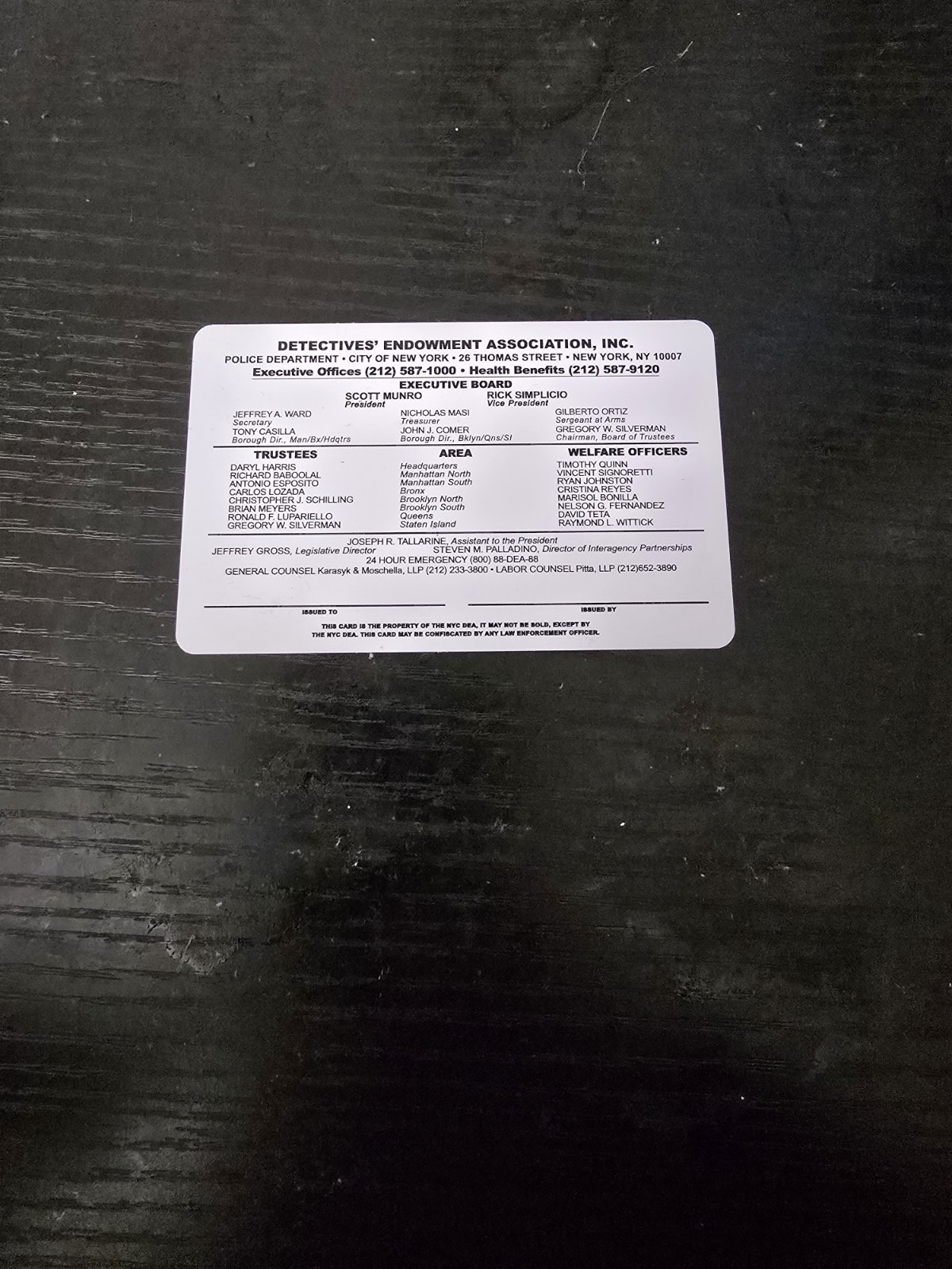 Nypd Detective Card Not PBA Twenty Twenty Six. Genuine Mint Condition Unsigned.