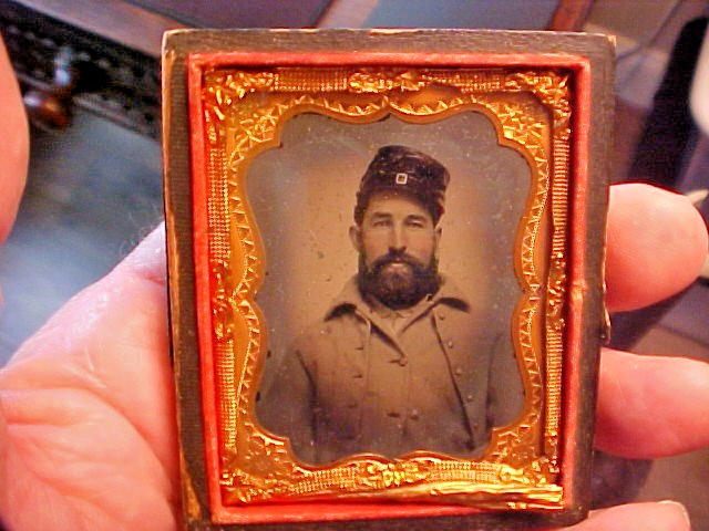Civil War Soldier Ambrotype Photograph on Glass IDed w/Full Case 1/9 Plate Nice!