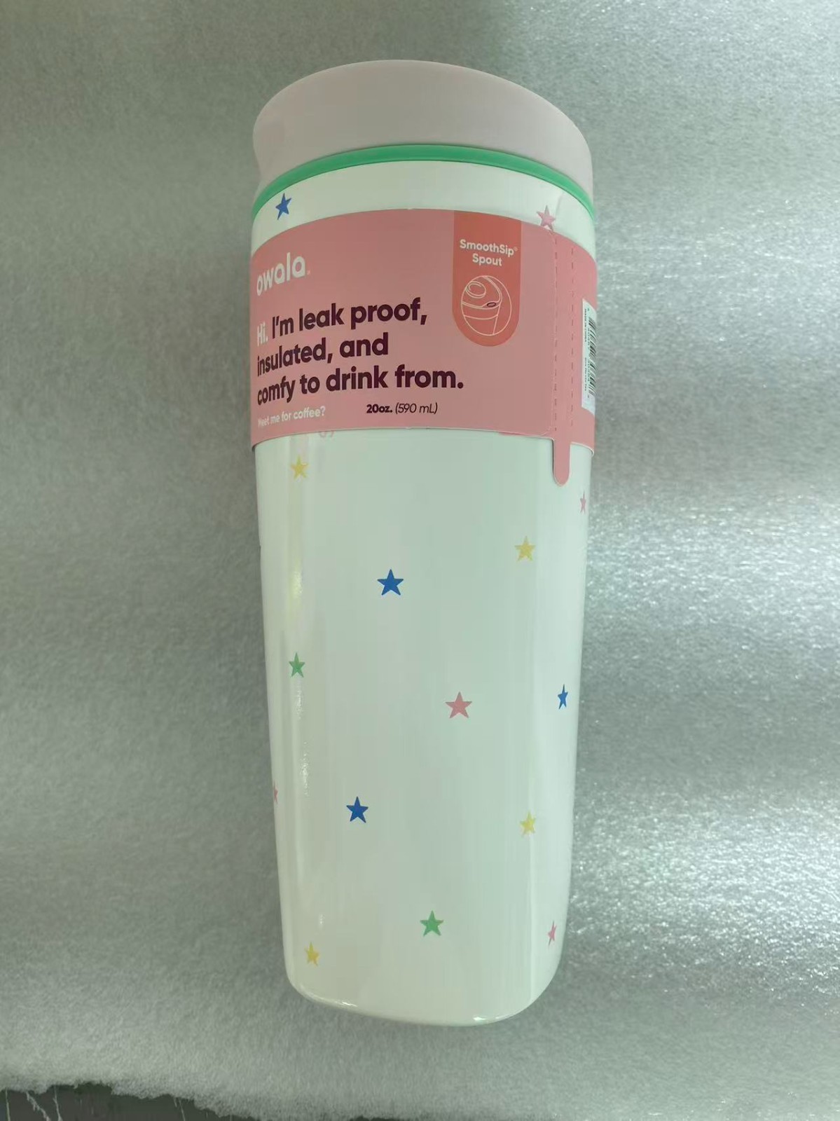 Owala "Give Me the Tea" 20oz Birthday Bash SmoothSip Slider Ceramic Stars Bottle