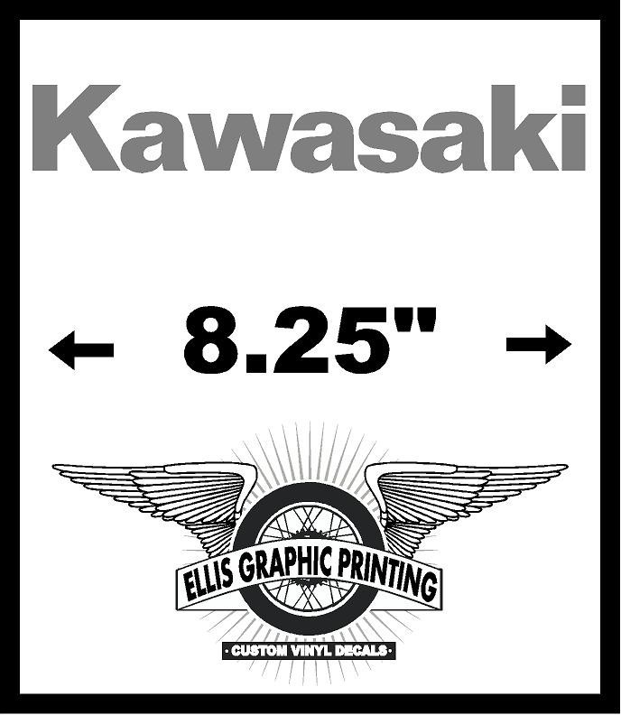 #127 (2) 8.25 Metallic Silver Kawasaki Decal Sticker Matte Vinyl Racing ZX10 ZX6
