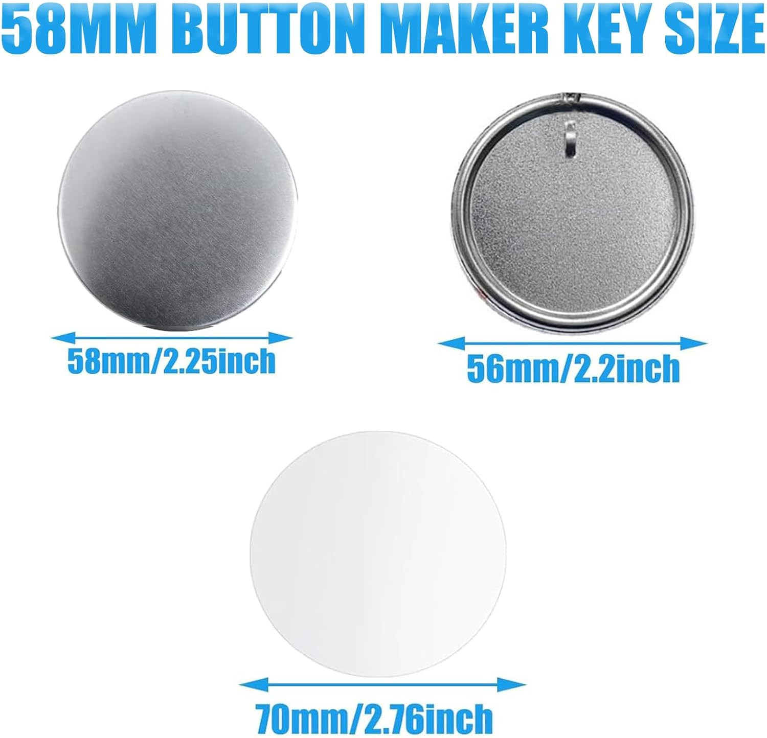 200 PCS 58Mm/2.25 Inch Button Maker Keychains Supplies, Metal Badge Sets with Me