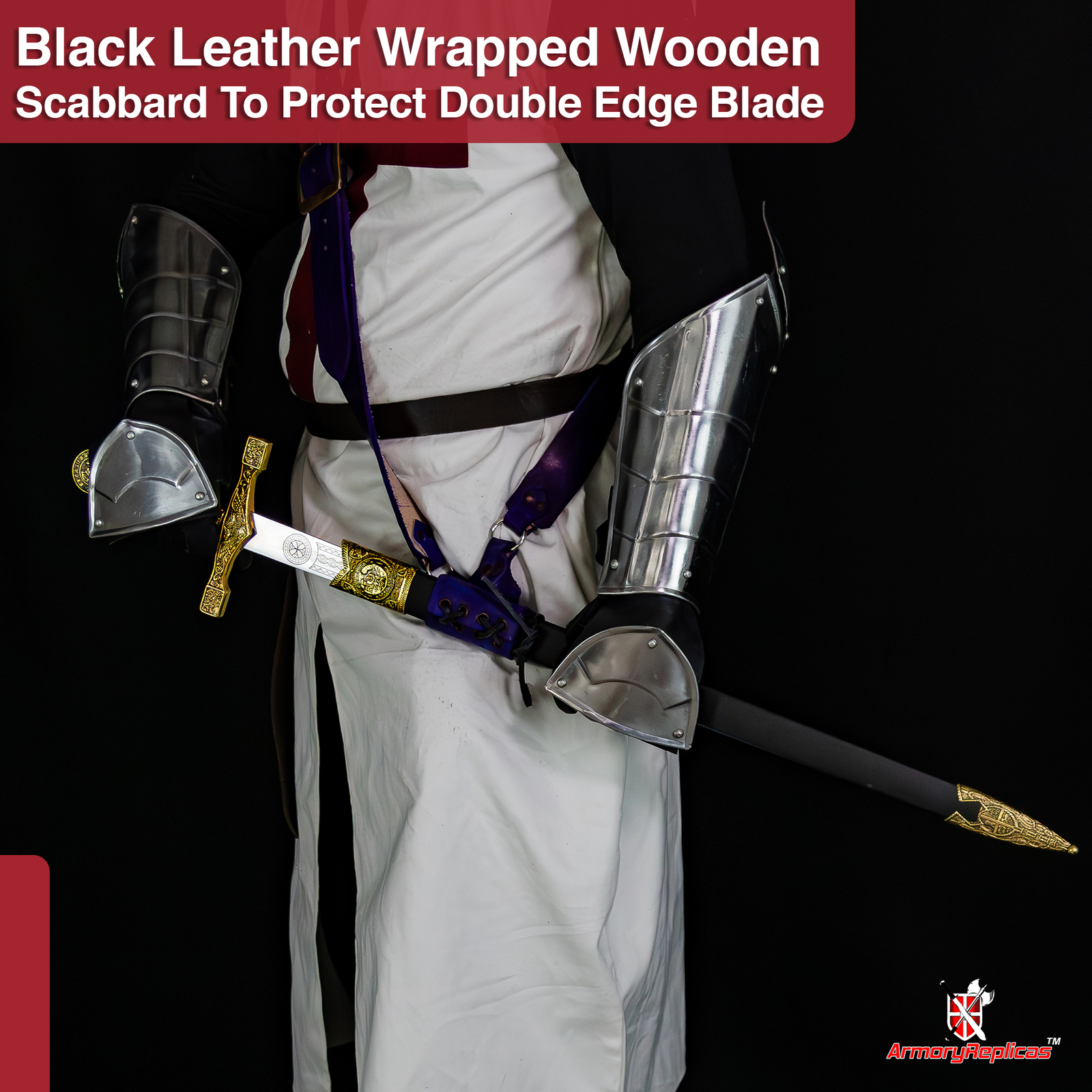 King Arthur Excalibur Longsword - Replica Medieval Knights Sword Gold-Anodized