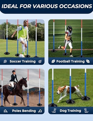 6 Pcs 6FT Pole Bending Poles for Horses, Adjustable With weighted base