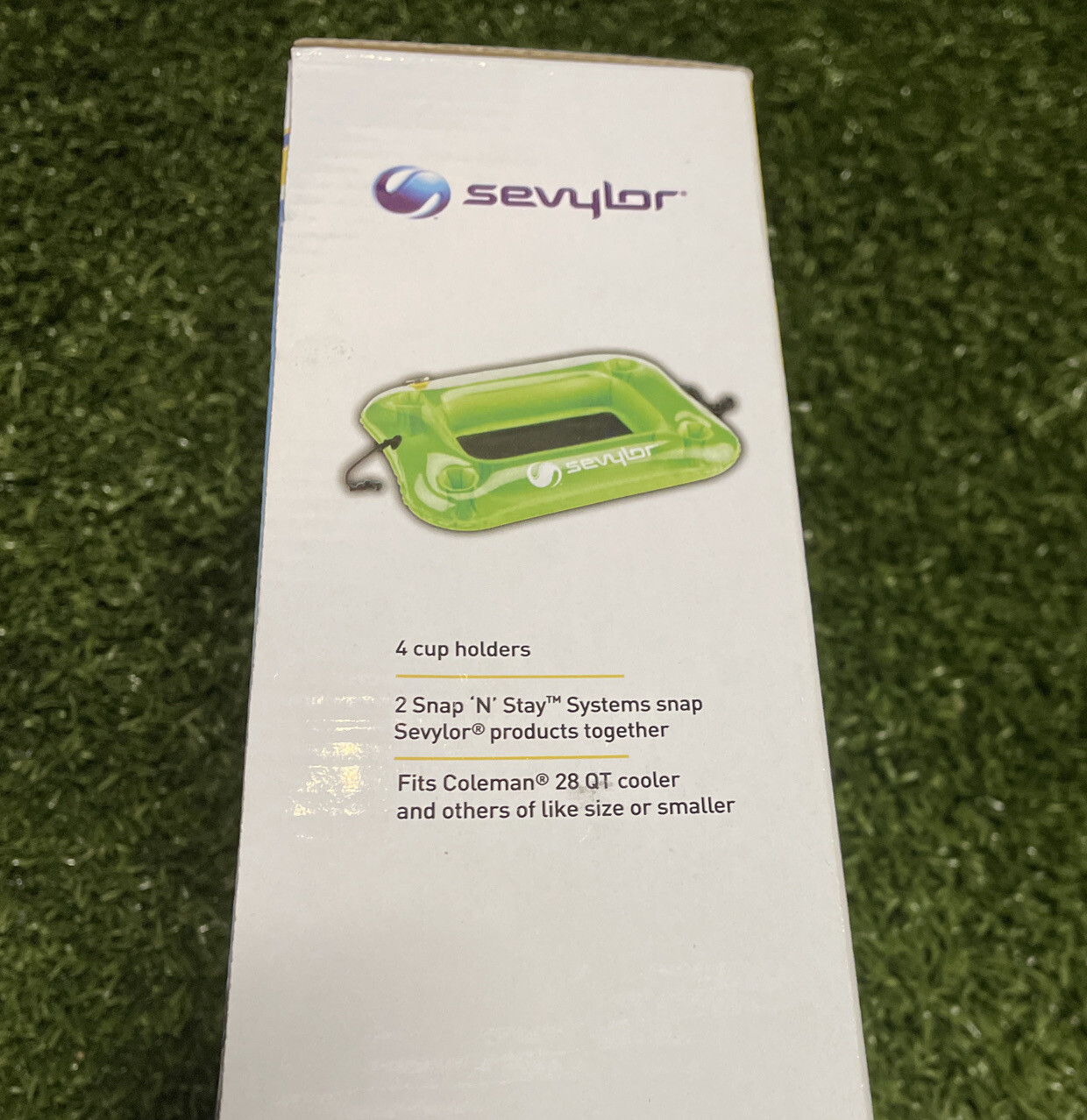 Pool Float Sevylor Cooler Green Inflatable Fits 28Qt 4 Cup Holders NEW SNAP STAY