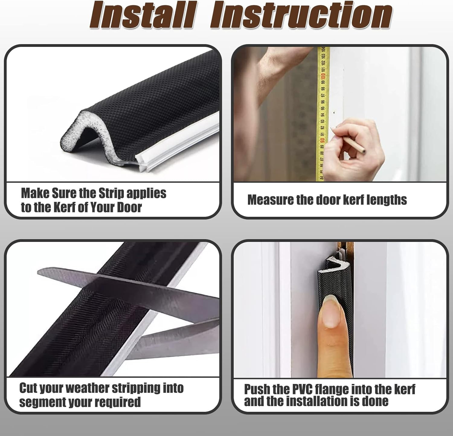 26 FT Door Frame Kerf Non-Adhesive Weather Stripping Seal Strip PU Foam, PE Cove