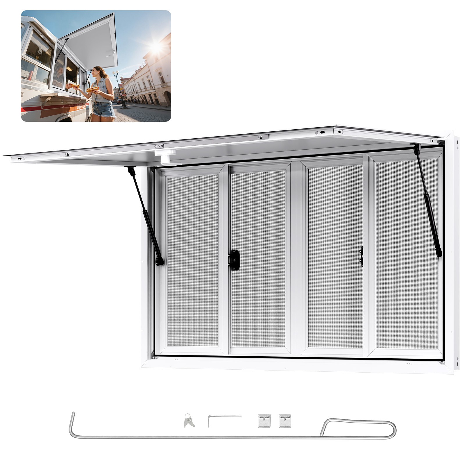 Uimoso 53x33in Aluminum Alloy Food Truck Service Window with Awning