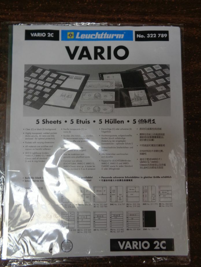 2C VARIO CLEAR Lighthouse Stock pages pack of 5 one sided NEW 2  Row pocket