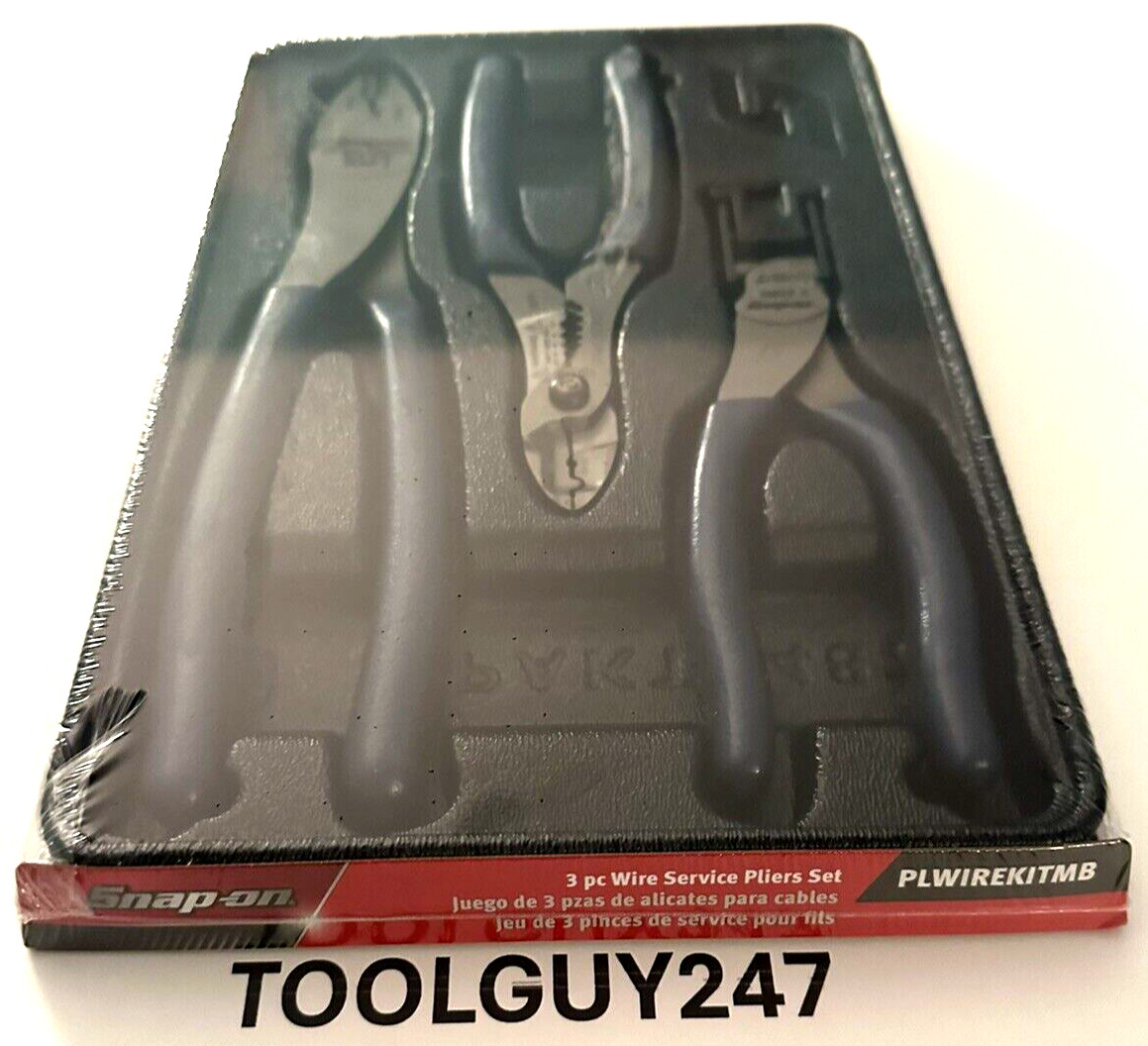 SNAP ON TOOLS USA 3Pc POWER BLUE Soft Grip Wire Service Pliers Set PLWIREKIT MB+