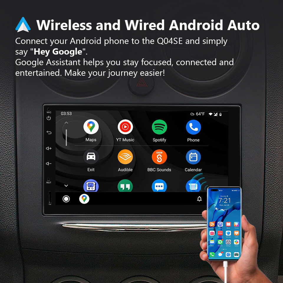 Eonon 7" IPS 2 Din Car Stereo Radio Android 10 8-Core GPS Sat Nav CarPlay No DVD