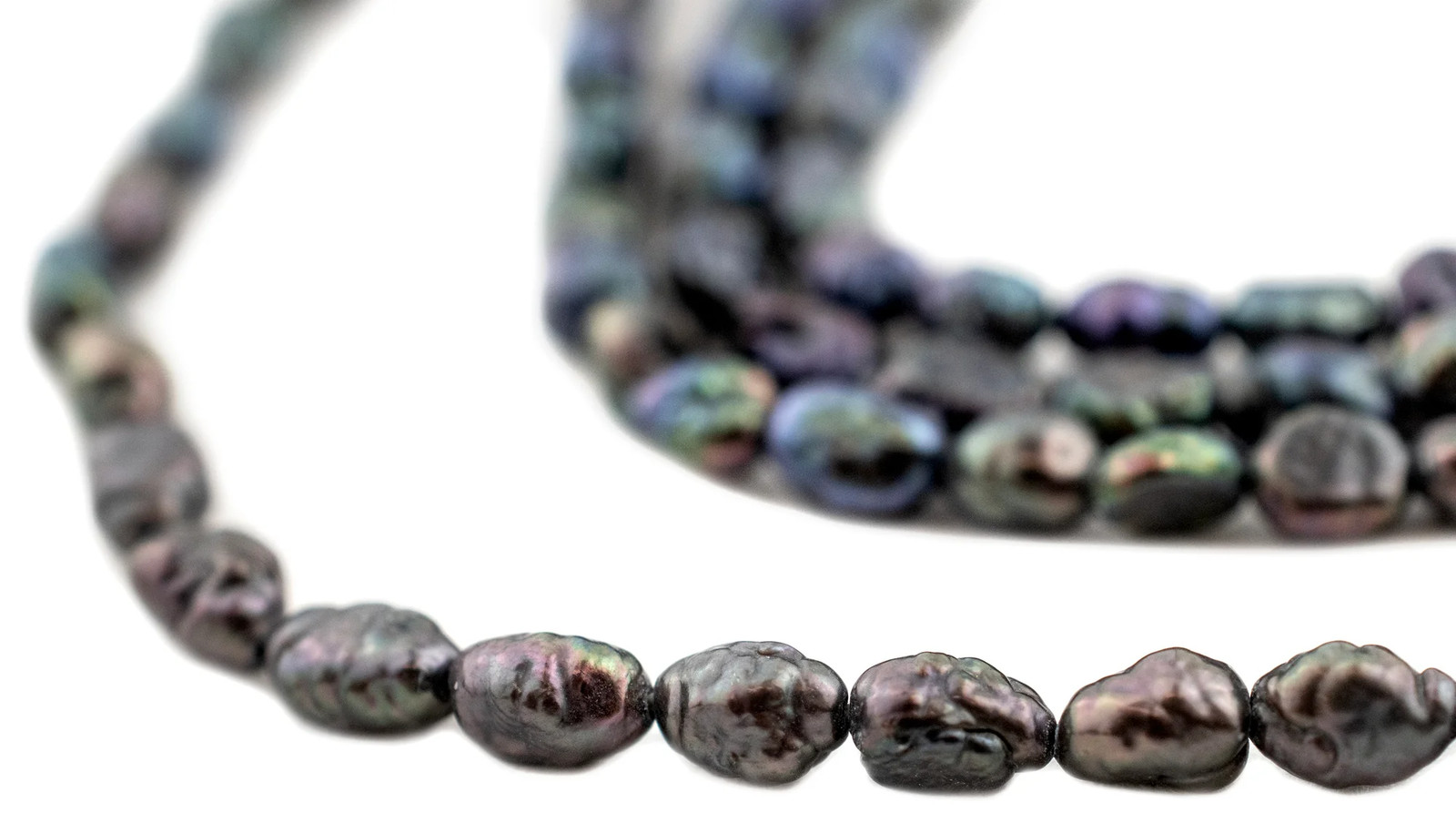 Peacock Grey Vintage Japanese Rice Pearl Beads 3mm, 36 Inch Strand Multicolor