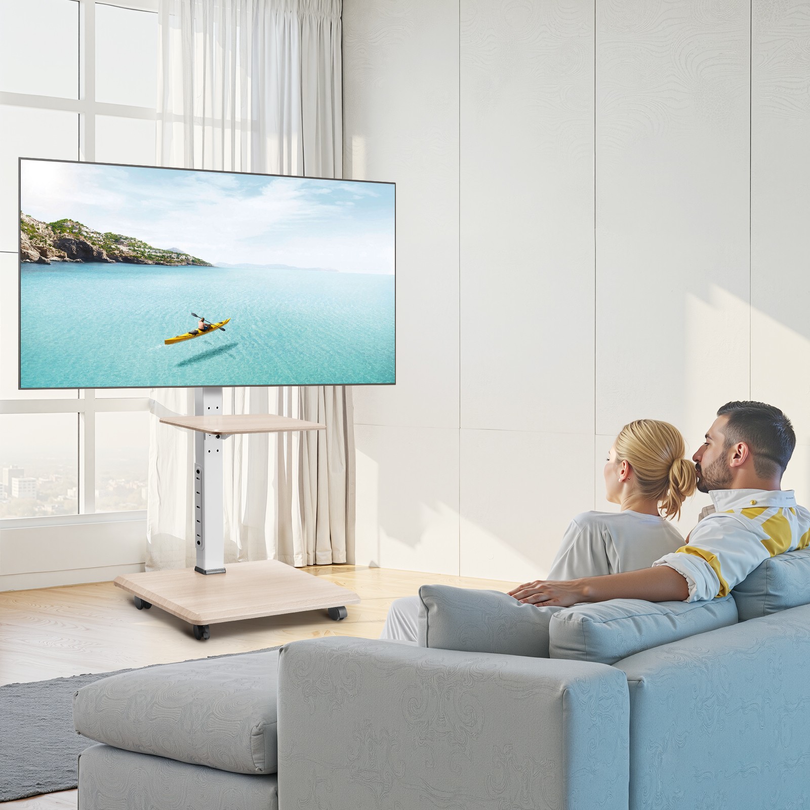 Rolling TV Stand Mobile TV Cart Holds Up to 88 lbs for 32-70 Inch Screens