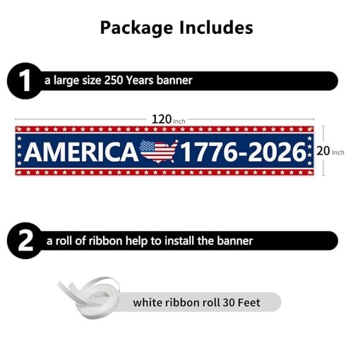 250th Anniversary Banner 120" x 20" America 1776-2026 USA 250 Years Birt