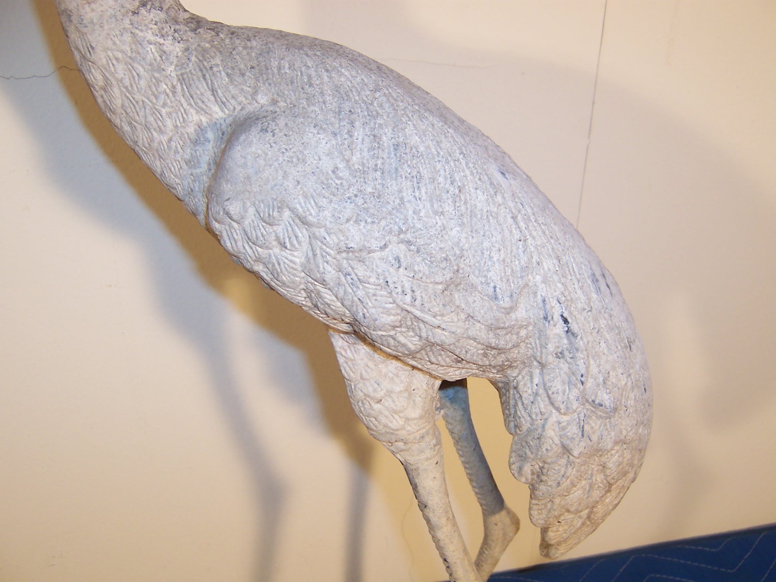 Vintage Weathered Aluminum Egret Crane Bird Garden Pond Statues