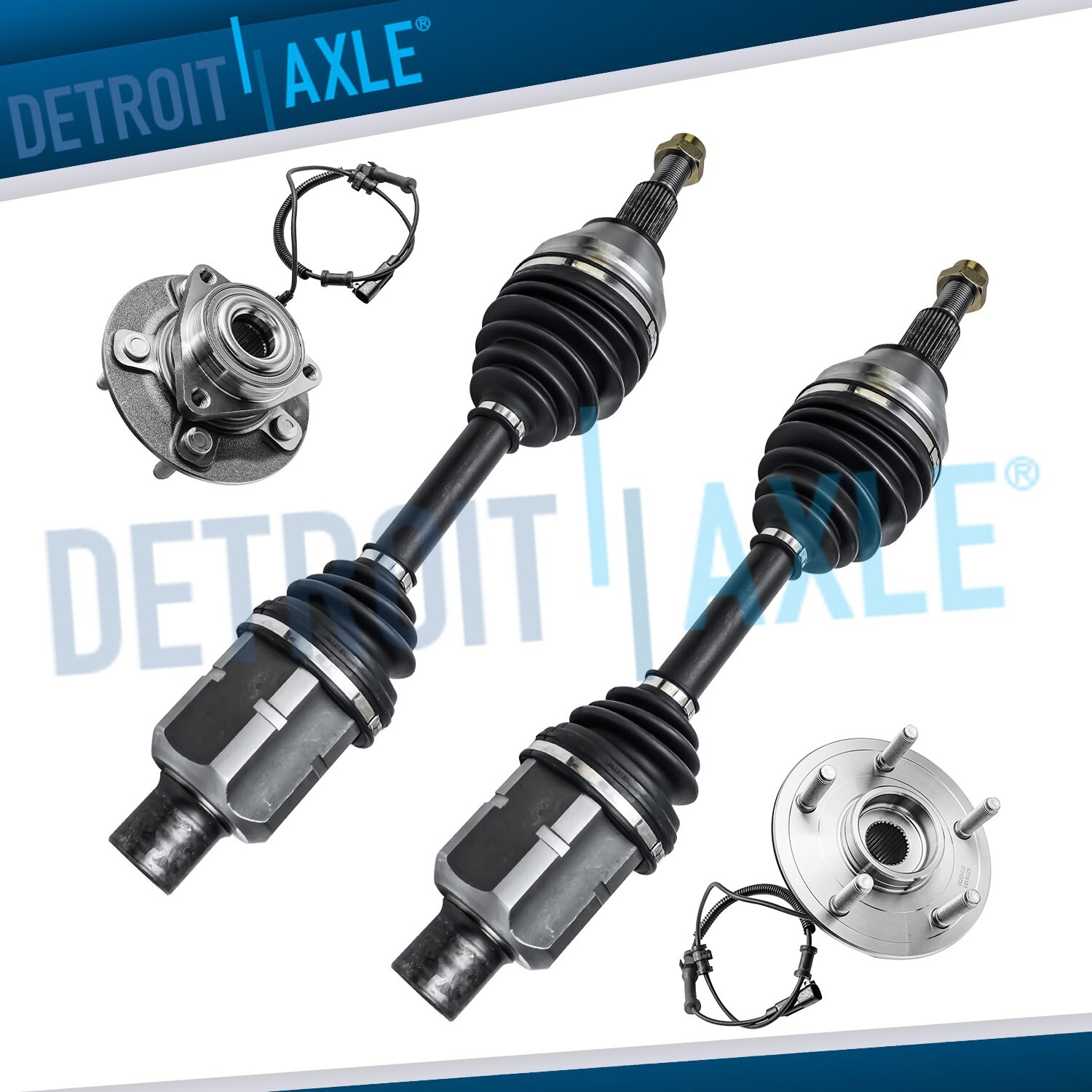 4WD Front CV Axle Shafts Assembly Wheel Bearings and Hubs for 2012-2018 Ram 1500