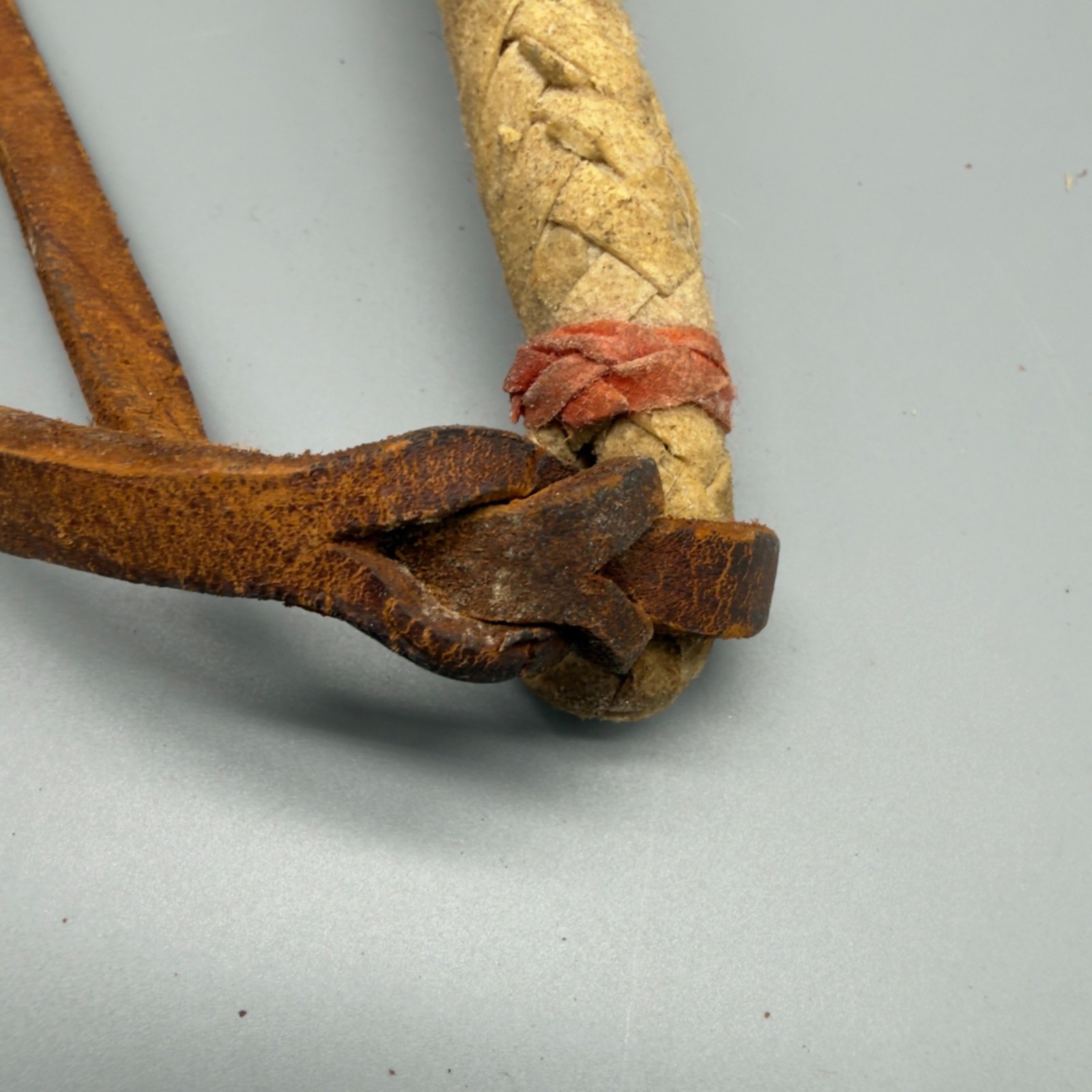 Vintage Western Leather Braided Horse Quirt Whip Cowboy Tack Rodeo Decor