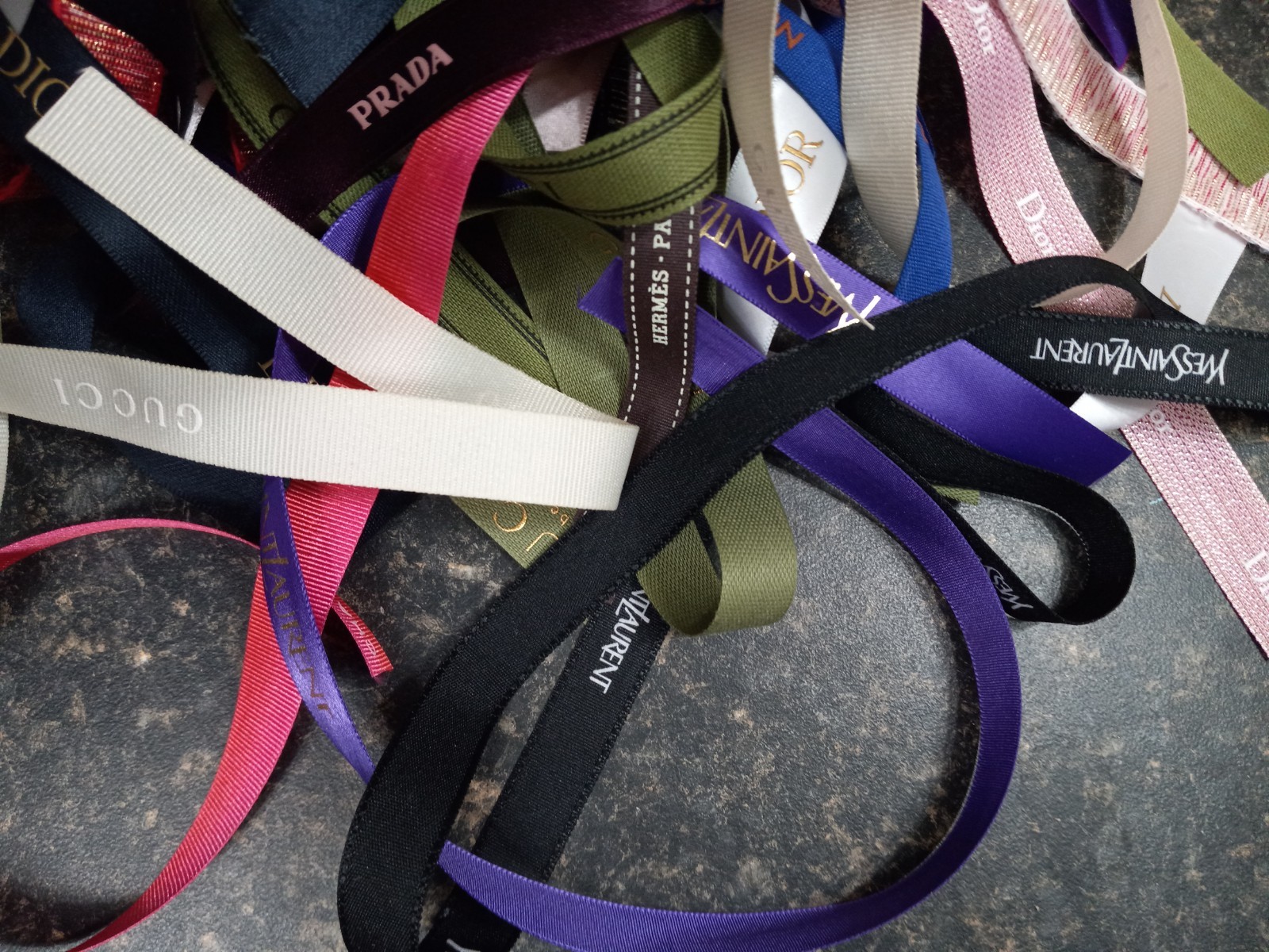 5 YARDS Designer Ribbon "SCRAPS" , DIOR, CHANEL, YSL, GUCCi, PRADA, HERMES, LV