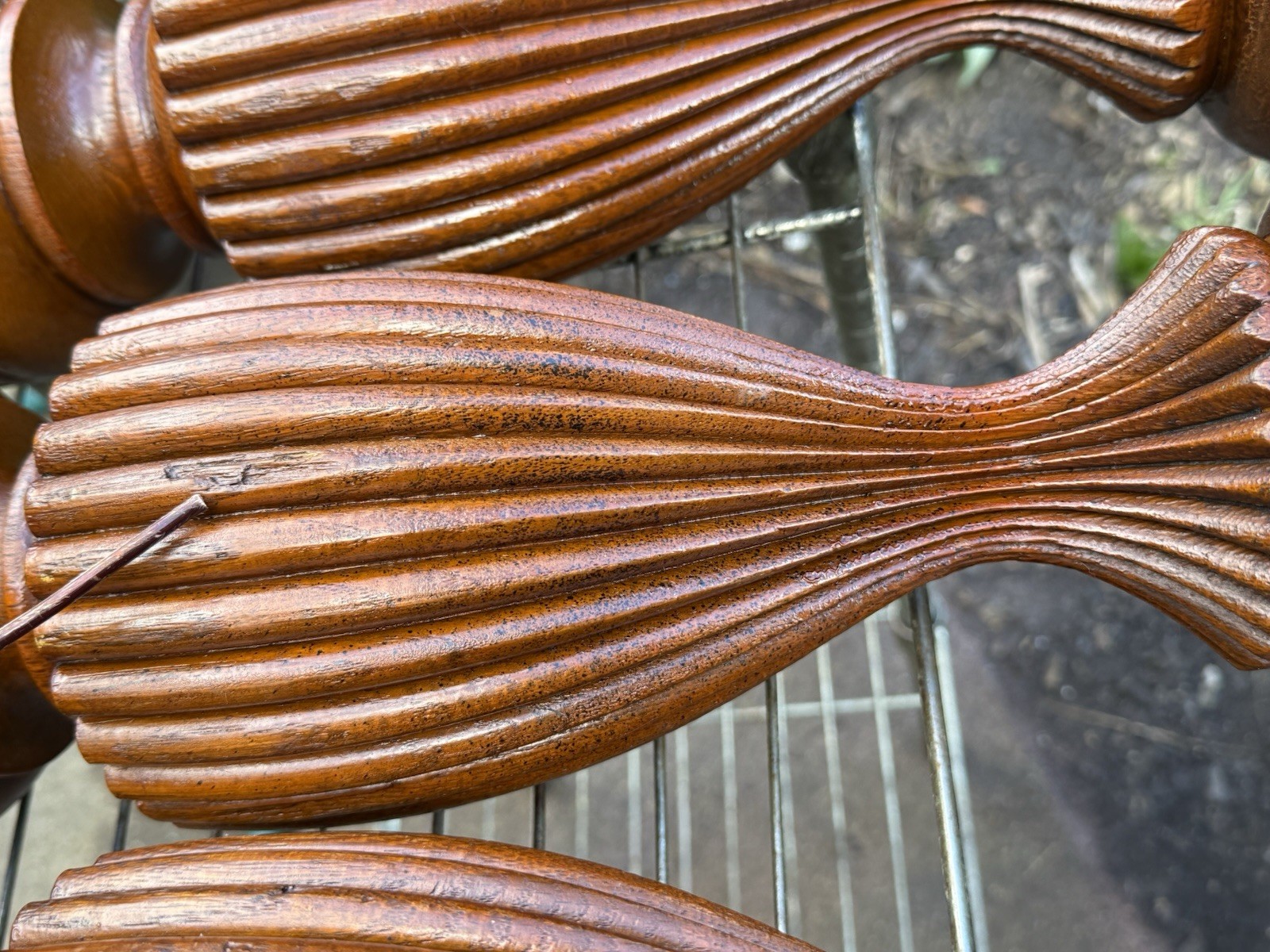 5x Exquisite Antique Wood Fluted Turned Carved Table Legs Victorian Vintage