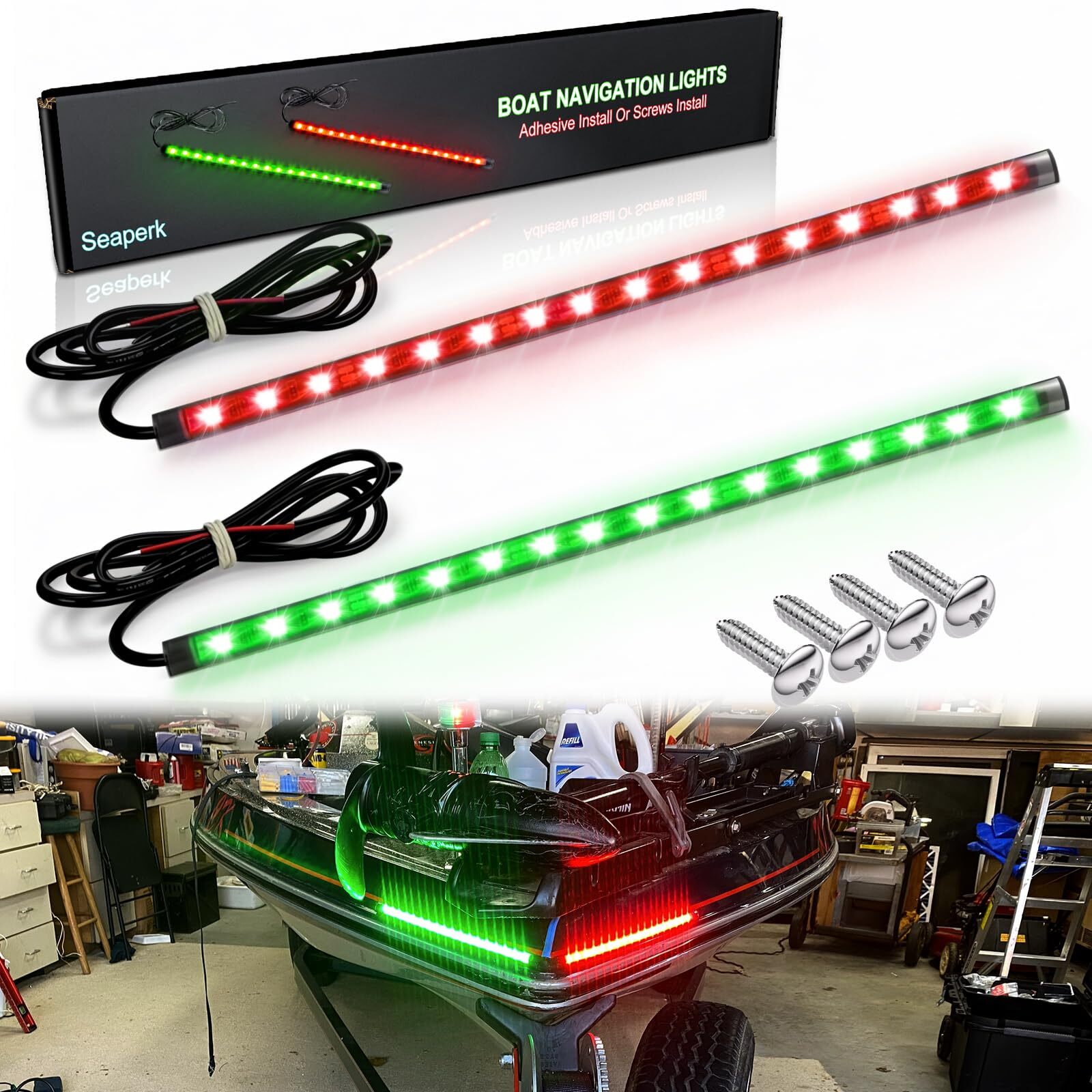 LED Navigation Light, Red and Green Marine Lights for Boats, Bow Lights