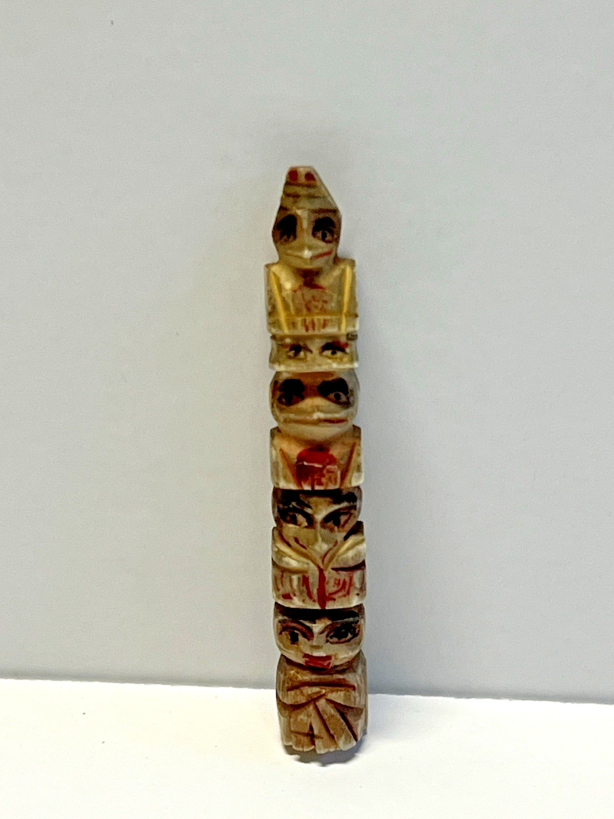 Original Inuit Eskimo Hand Carved Totem; Early 1900's; Miniature 2 3/16"; Lot#B3