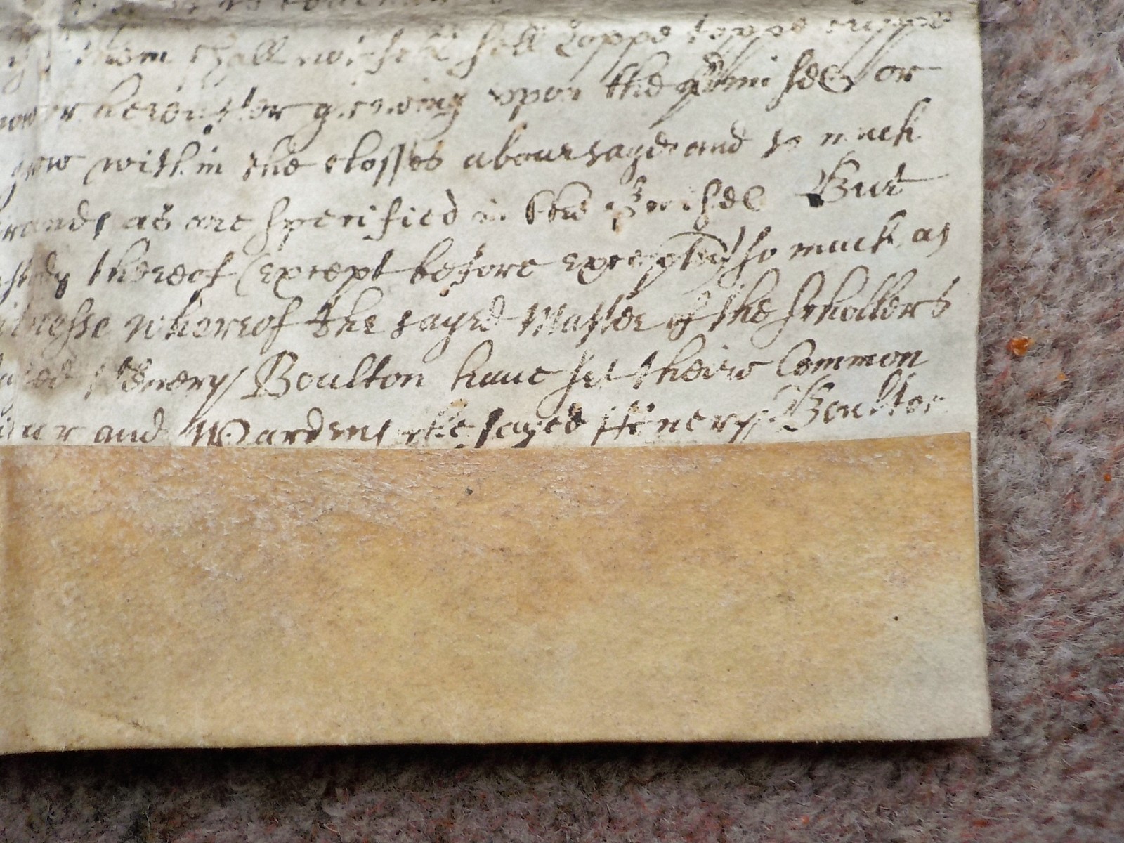 1648 Colmworth Bedfordshire Tideswell Grammar School land Vellum Deed Indenture