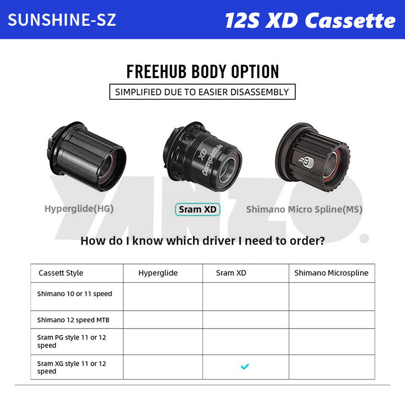 Sunshine XD Cassette 11 Speed 9-42T Cassette Fits Sram XD Hub GX EAGLE Freewheel