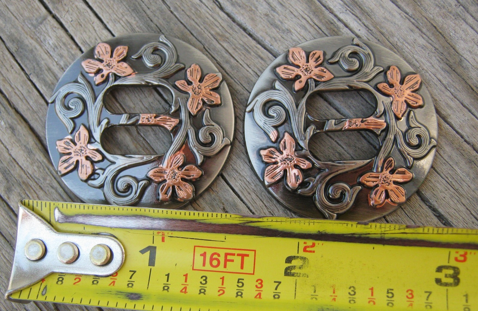 Wildflower Slotted Concho Copper Floral 1-1/2" Set of 2