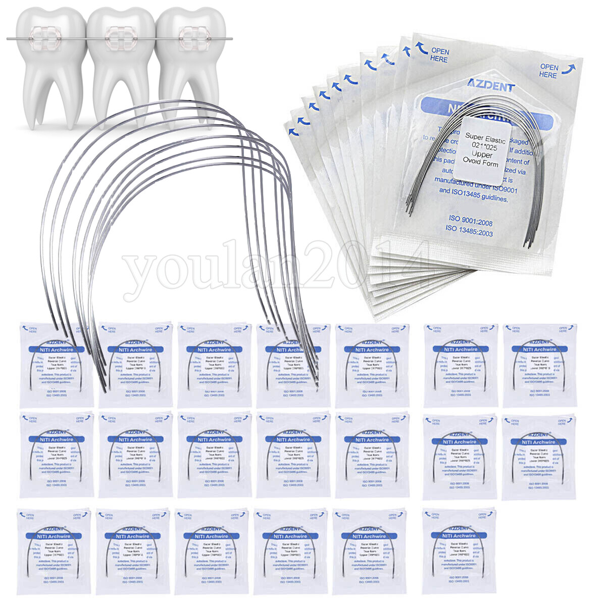 AZDENT Dental Orthodontic Arch Wire Super Elastic Niti Reverse Curve Rectangular