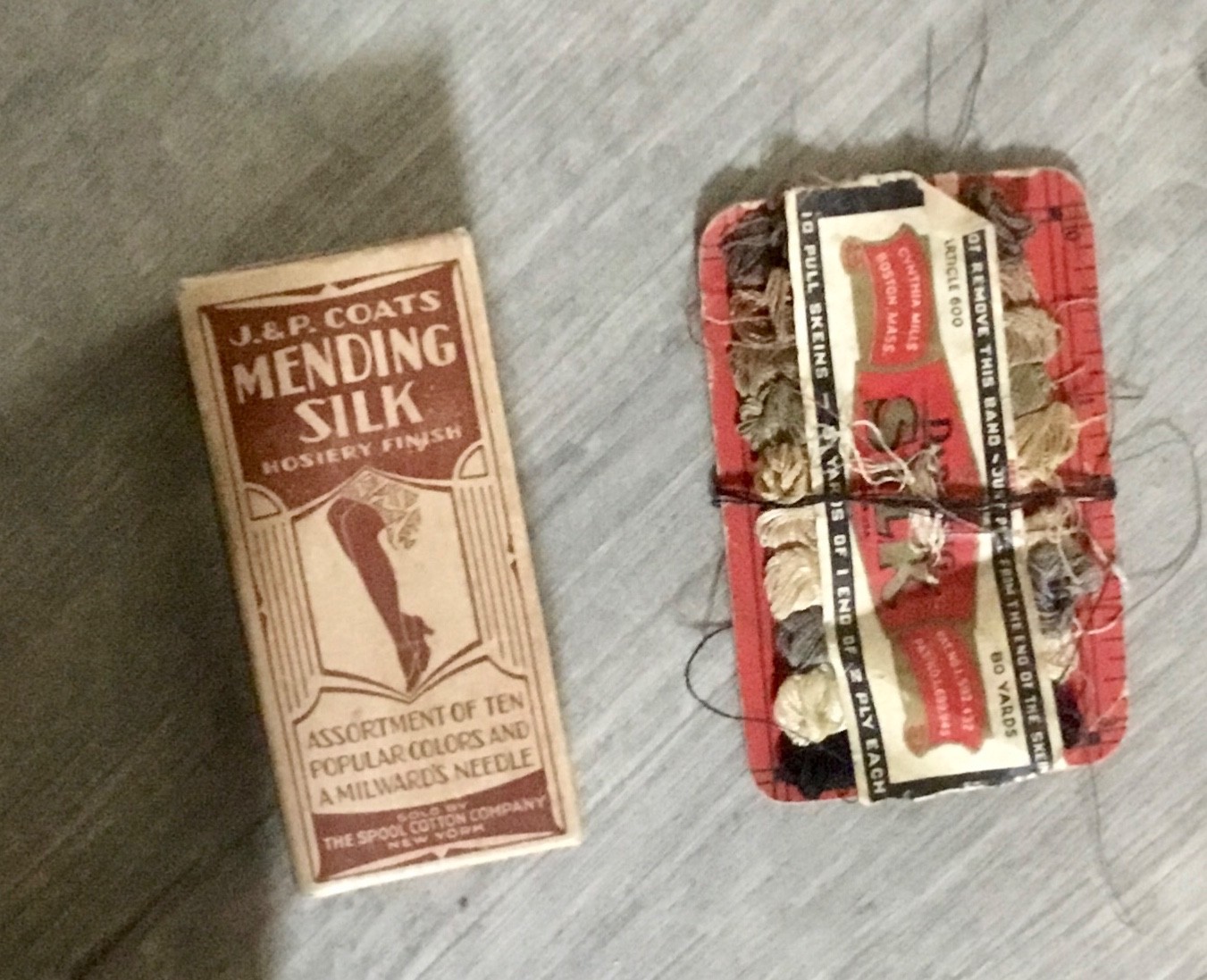 Vtg. J&P Coats Mending Silk and Carolina Mills Boston Mass