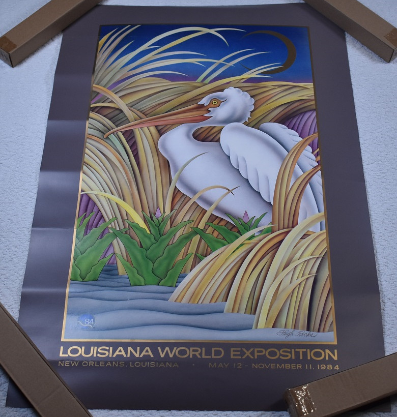 Rare Vintage Louisiana world exposition 1984 poster Hugh Ricks 18x26