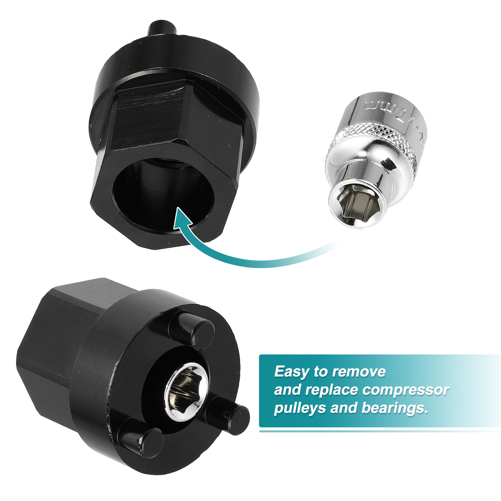 Universal A/C Compressor Clutch HUB Remover Tool 7mm Socket for Car Pack of 2
