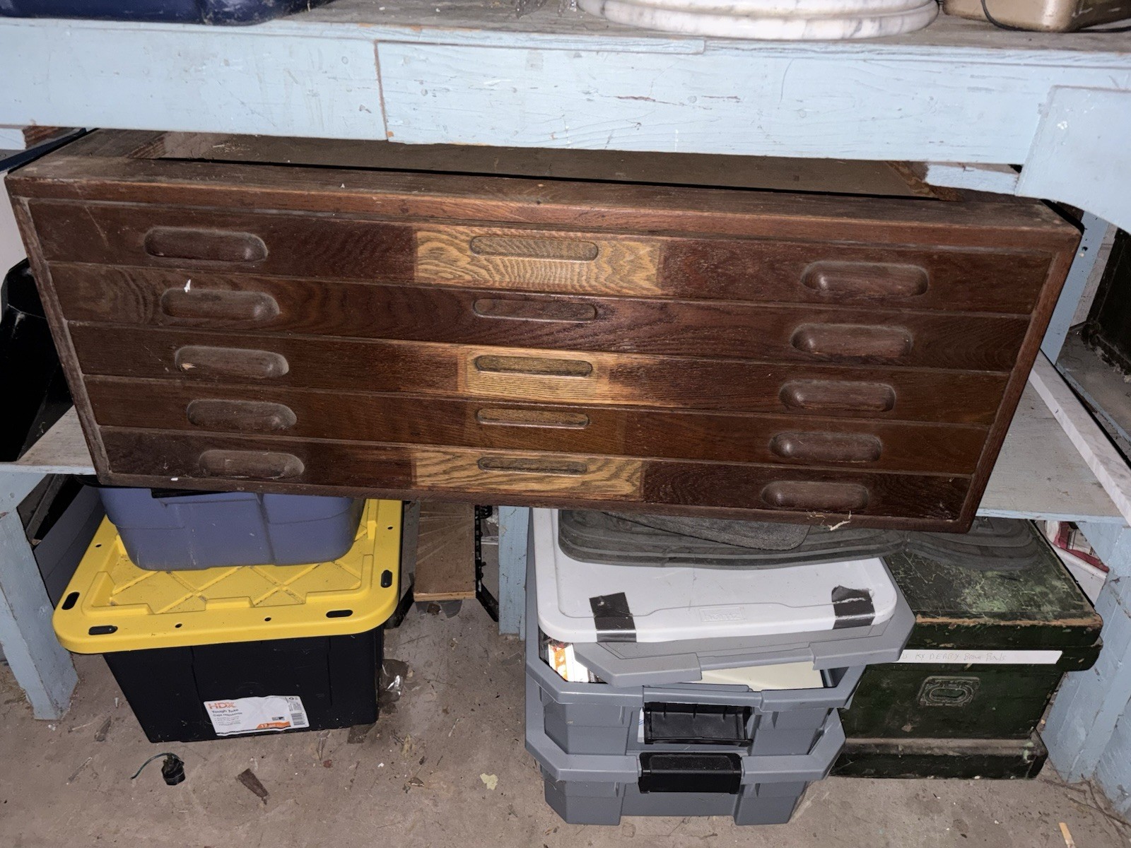 Vintage Hamilton Oak Flat Arhitect Map Blueprint Chest Of Drawers