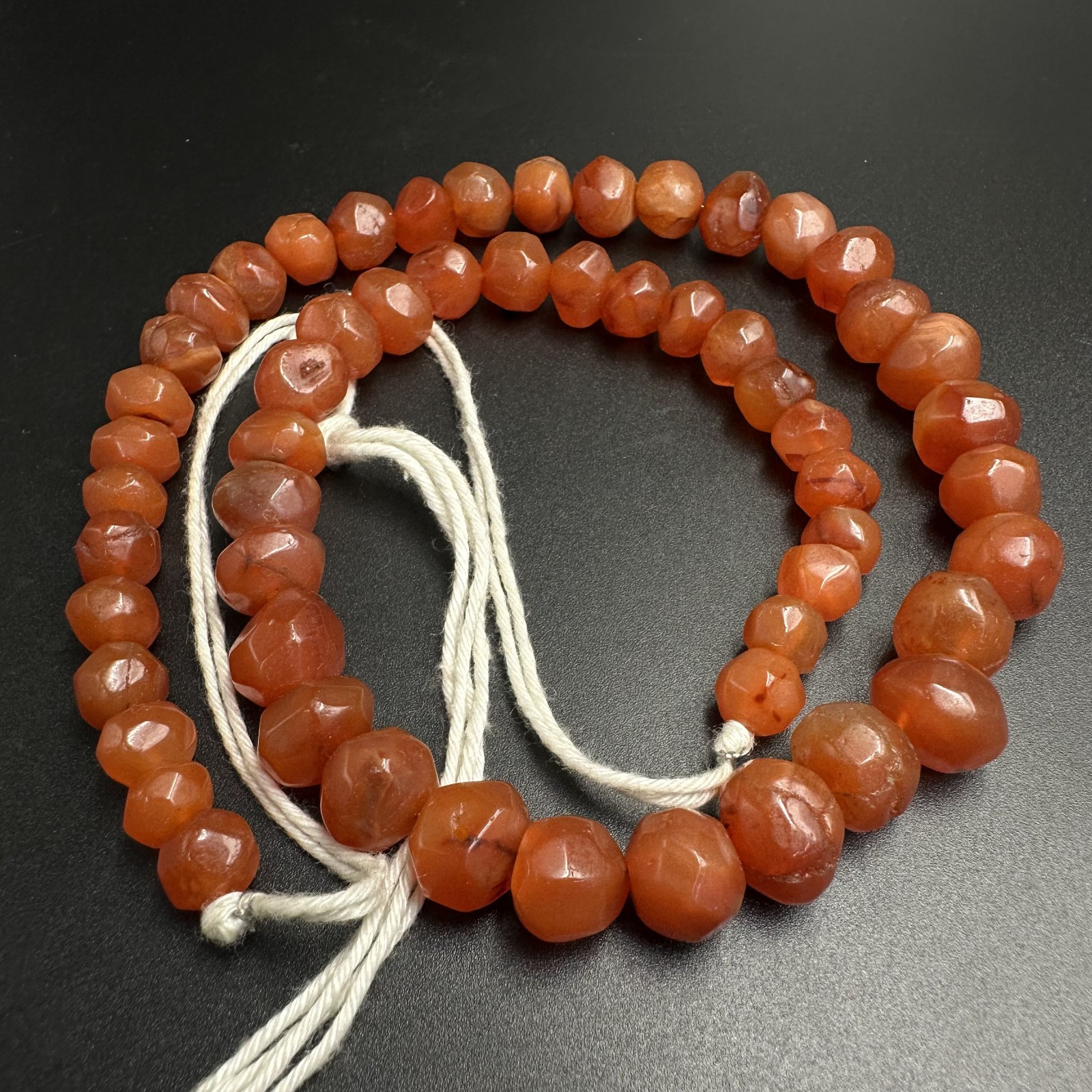 Vintage Himalayan Tibetan Carnelian Faceted Agate Beads Necklace
