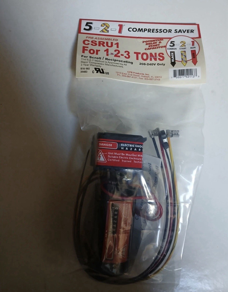 5-2-1 Compressor Saver CSRU1, 1–2-3 Ton, Hard Start Kit, 208–240V - New
