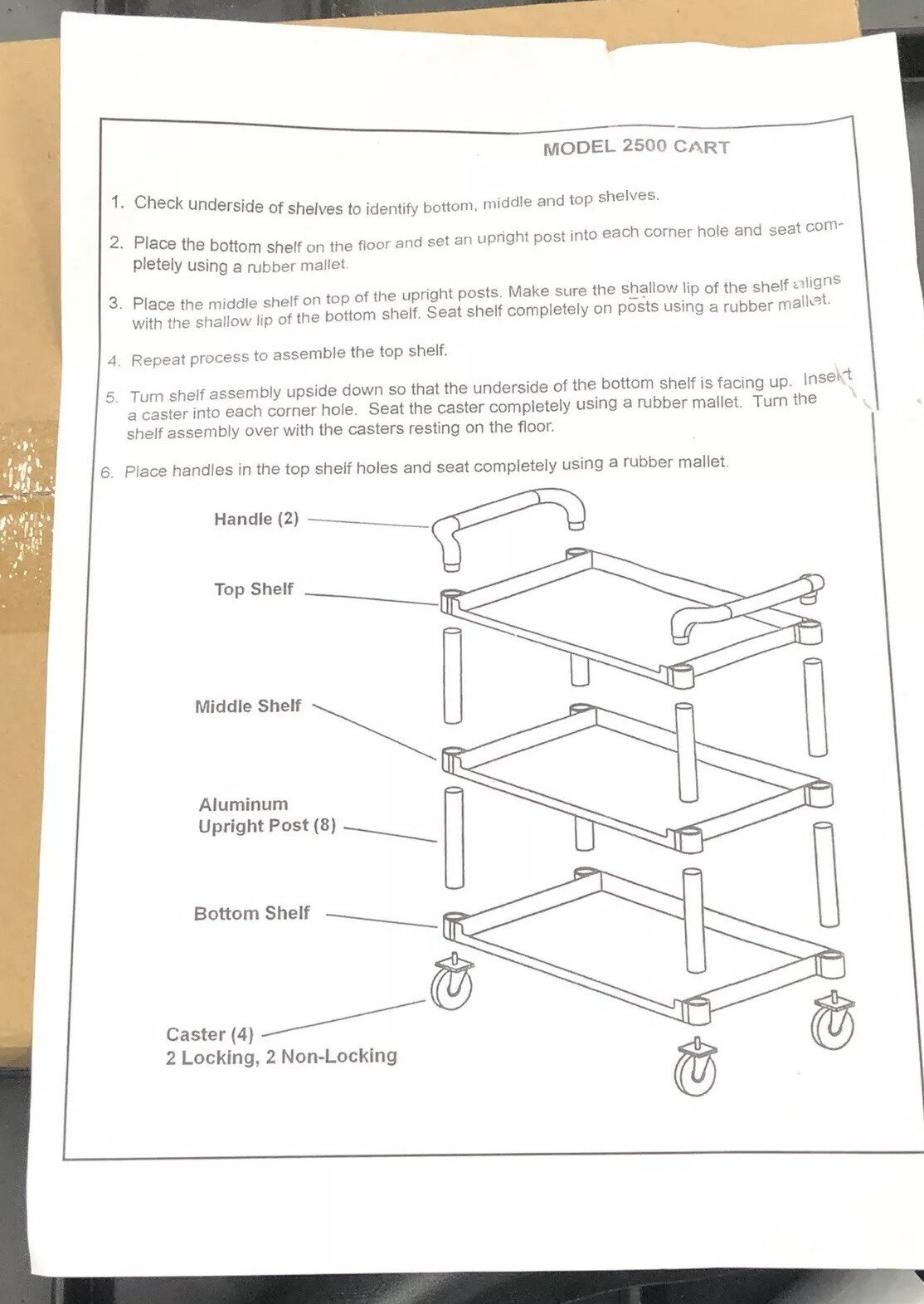 Lakeside Model 2500 Three-Shelf Utility Cart New Broken Piece See Photos