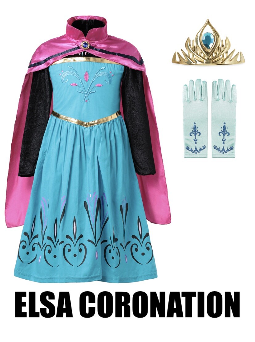 Frozen Elsa Anna Princess Queen Dress Up Set Girls Costume US Fast Shipping