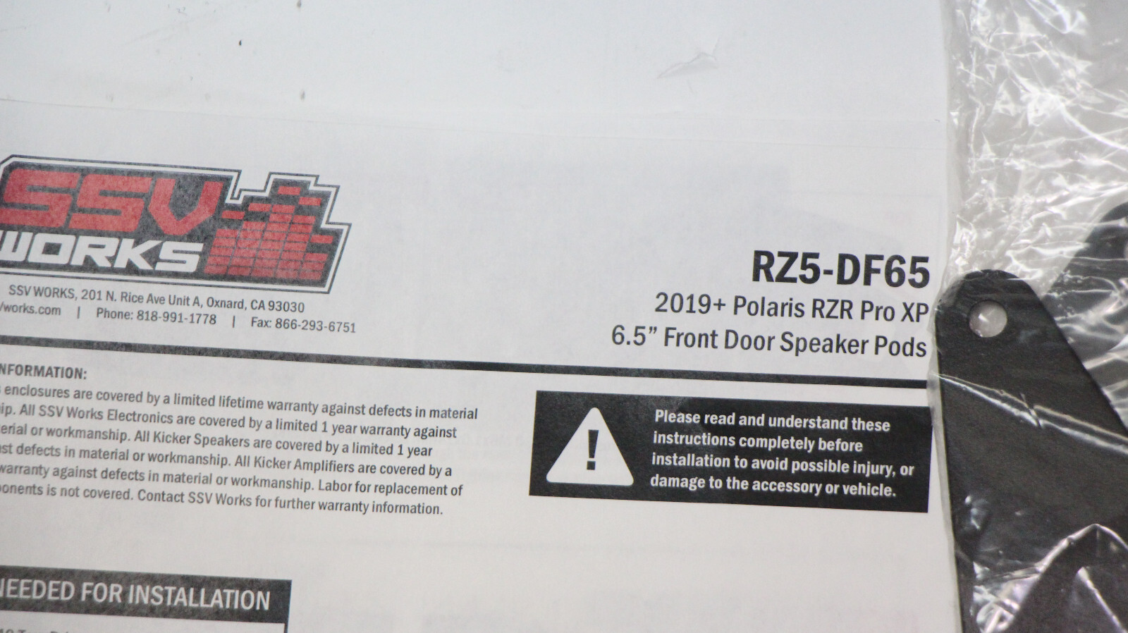 SSV Works Front Door Speaker pods W/ 6.5" SSV Speakers 20-24 Polaris RZR PRO XP